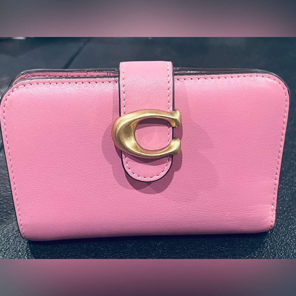 Coach “Tabby” Leather Brass in Fuchsia Color Wallet